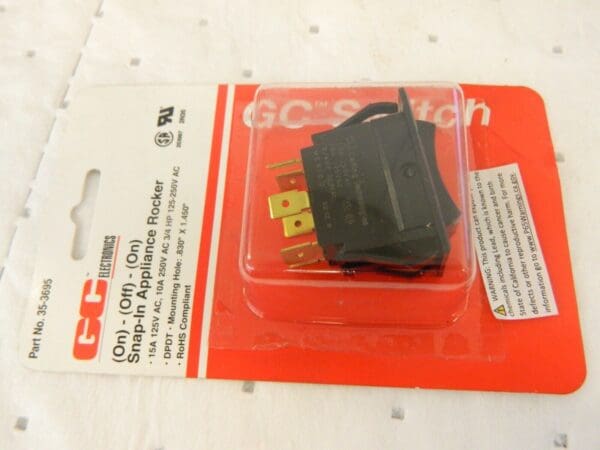 GC/WALDOM DPDT, Momentary Appliance Rocker Switch 35-3695