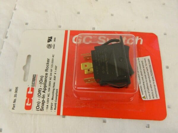 GC/WALDOM DPDT, Momentary Appliance Rocker Switch 35-3695