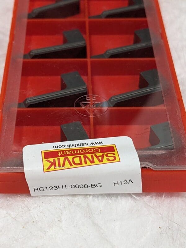 Sandvik Grooving Insert: RG123HBG H13A, Solid Carbide Qty 10 5741172