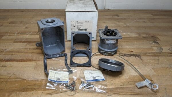 Russellstoll T & B 3314 Receptacle w/ Junction Box & Cap 30A 3W4P 480VAC