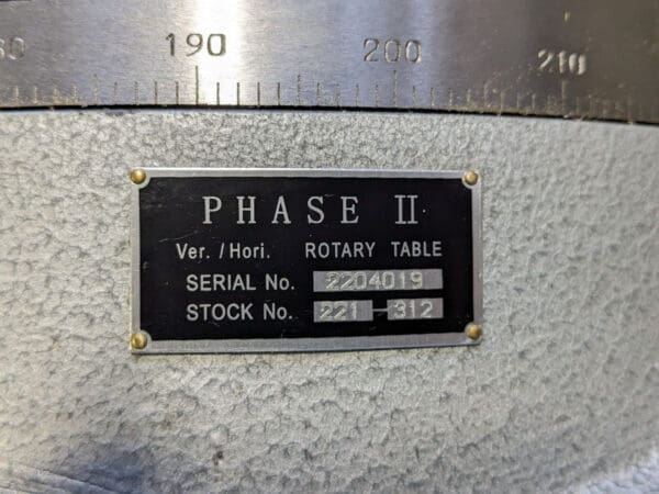 Phase II Rotary Table 12" Diameter 4MT Horizontal / Vertical 221-312 Damaged