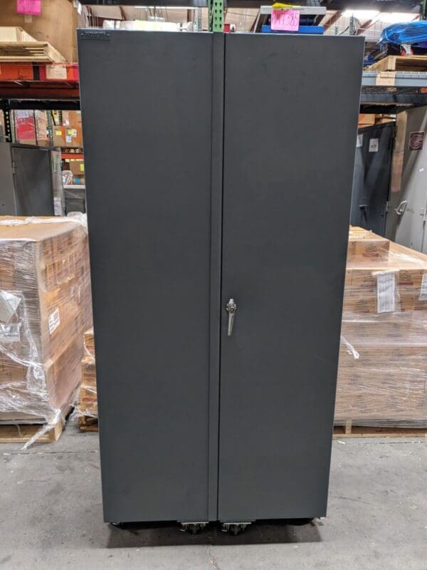 Durham Mobile Storage Cabinet w/ Bins 3-Shelf 76 x 36 x 24 Steel Gray DAMAGED