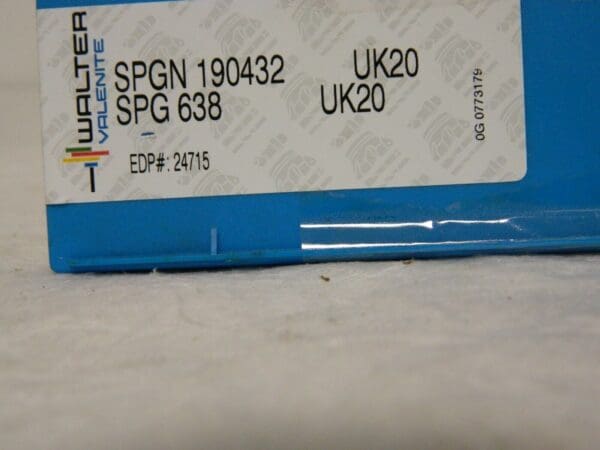 Walter Valenite Carbide Insert SPGN 190432 UK20 SPG 638 Qty 10 24715