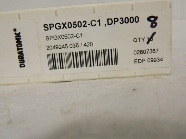 Seco Carbide Indexable Insert SPGX502 C1 DP3000 Qty 8 09934