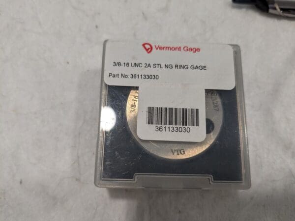 VERMONT GAGE Threaded Ring Gage 3/8-16 Thread UNC Class 2A No Go 361133030