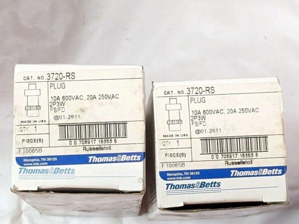 Thomas & Betts Male Plugs FS/FD 10A 600VAC 20A 250VAC 2P3W QTY 2 3720-RS