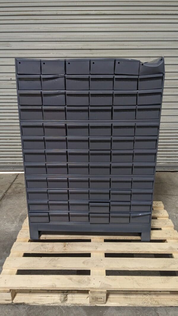 DURHAM 72 Bin Bin Shelve Unit with Drawer 34 x 12 x 48” Steel Bins 019-95 Damage