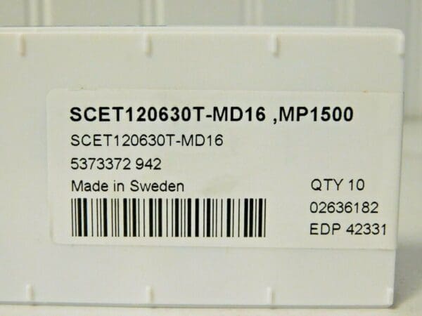 Seco Carbide Milling Inserts SCET120630T-MD16 Grade MP1500 Qty 10 42331