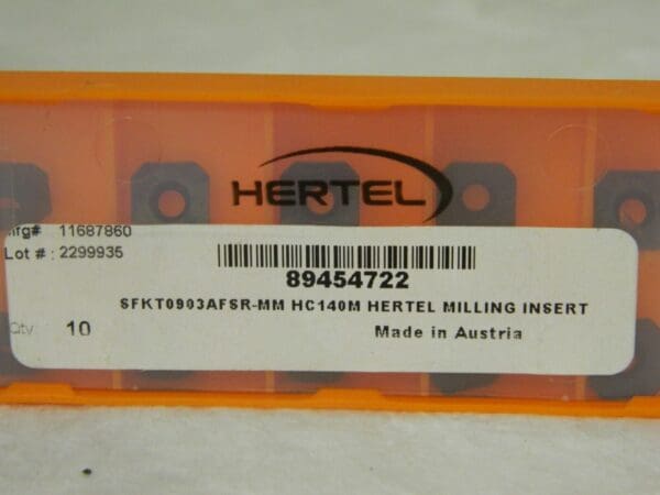 Hertel Carbide Milling Insert SFKT0903AFSR-MM HC140M Qty. 10 89454722