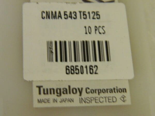 Tungaloy CNMA543 Grade T5125 Carbide Turning Insert QTY 10 6850162