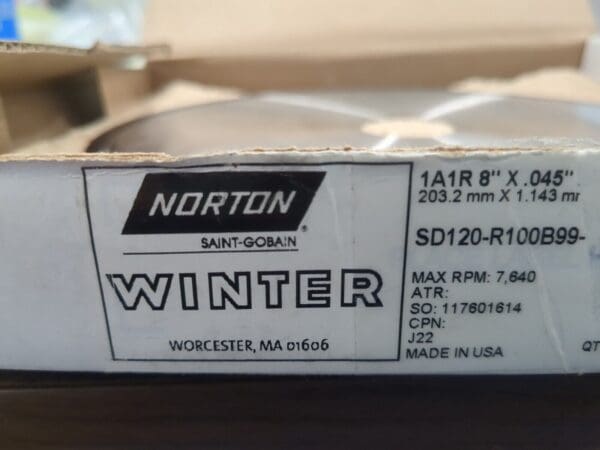 NORTON Surface Grinding Wheel 8" Dia 1-1/4" Hole 120 Grit 69014192169