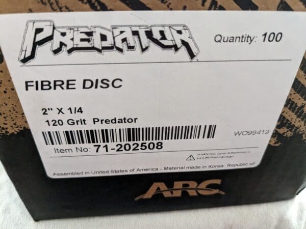 predator approx 100 fibre discs 2"x 1/4 120 grit 71-202508