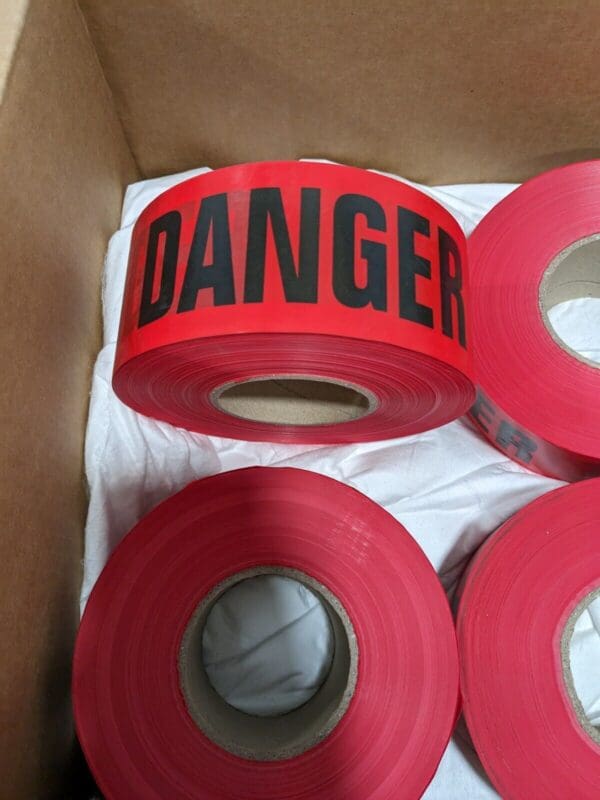 Barricade Tape: Red, " Danger", 3.0000" Width, 1000.00' Length Qty 4 T968DDD