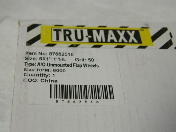 Tru-Maxx Alum. Oxide Unmounted Flap Wheel 6" Diam 50 Grit Qty 2 87662516