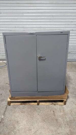 Tennsco 24" x 36" x 42" Dark Gray Standard Storage Cabinet Solid Doors Damaged