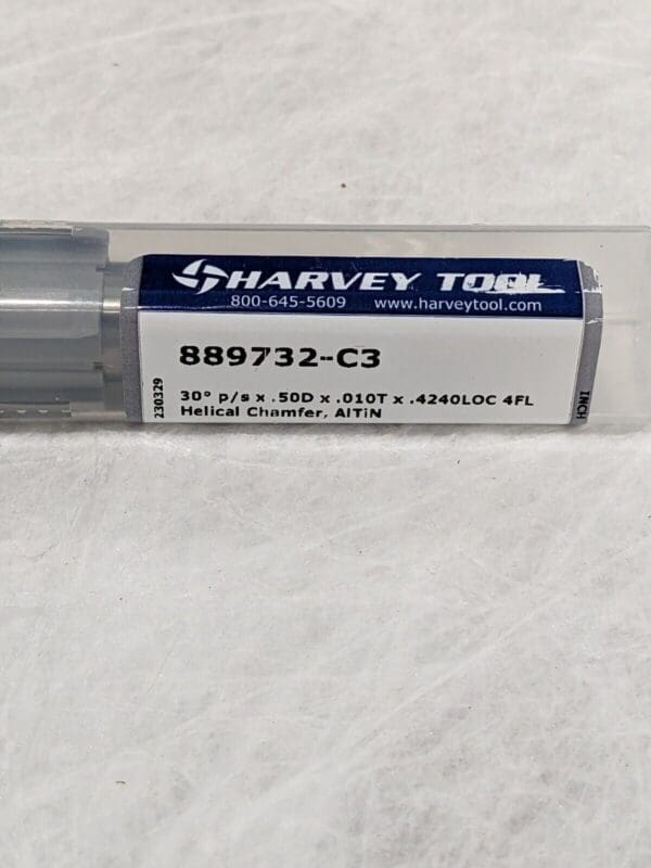 HARVEY TOOL Chamfer Mill: 1/2" Dia, 4 Flutes, Solid Carbide 3" OAL 889732-C3