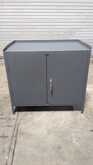 DURHAM Locking Steel Storage Cabinet 36 x 24 x 34-1/2" 1 Shelf 3000-95 Damaged