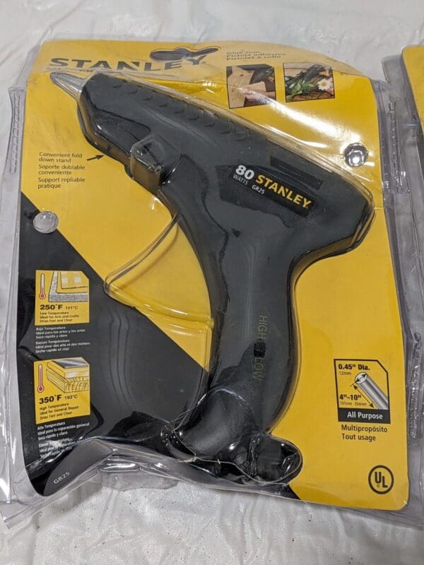 STANLEY Hot Melt Glue Gun: Electric, Gray & Yellow Qty 2 GR25