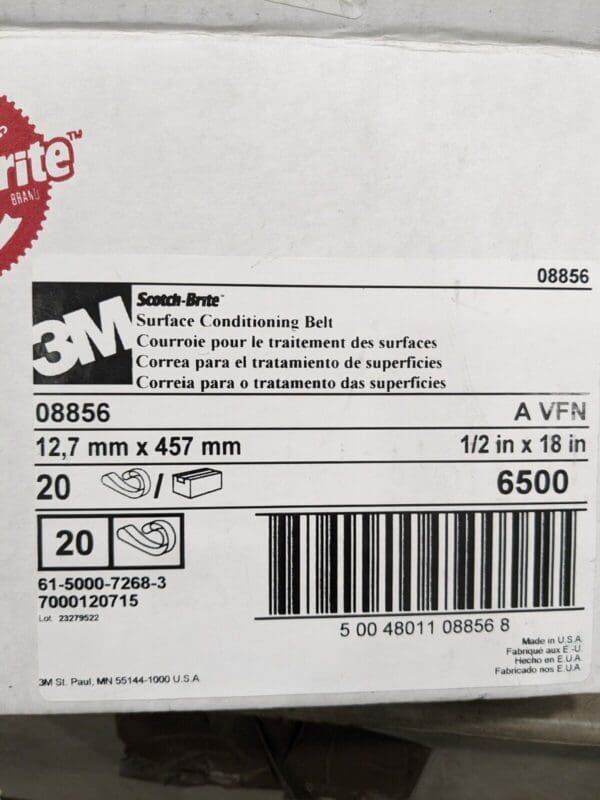 3M Abrasive Belt: 1/2" Wide, 18" OAL, Aluminum Oxide Qty 20 7000120715