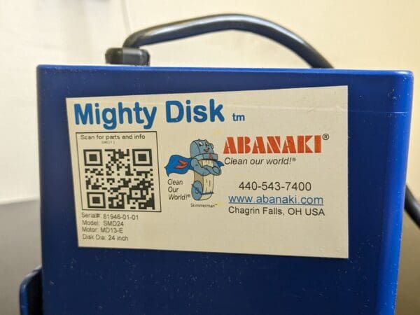 Abanaki Mighty Disk Tramp Oil Skimmer 24" Diameter 10" Reach 110v SMD24