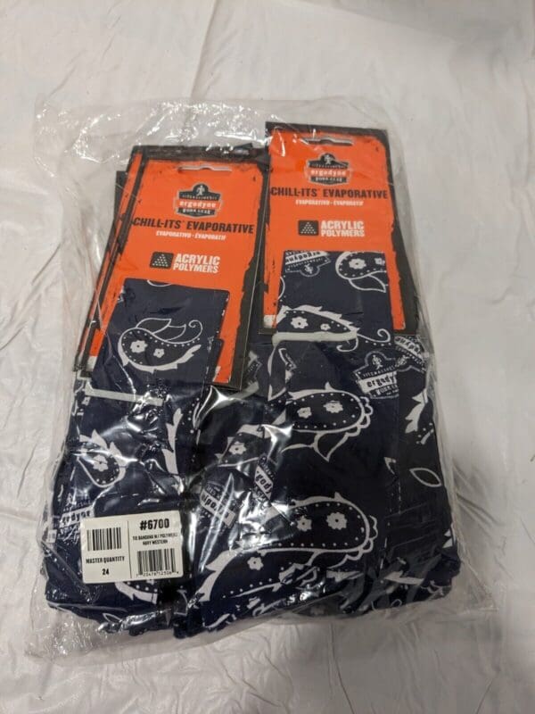 ERGODYNE Cooling Bandana 24pc : Size Universal, Navy 12306