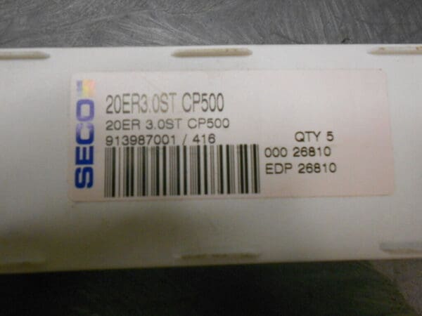 Seco Carbide Indexable Grooving Inserts 20ER3.0ST CP500 Qty 5 26810