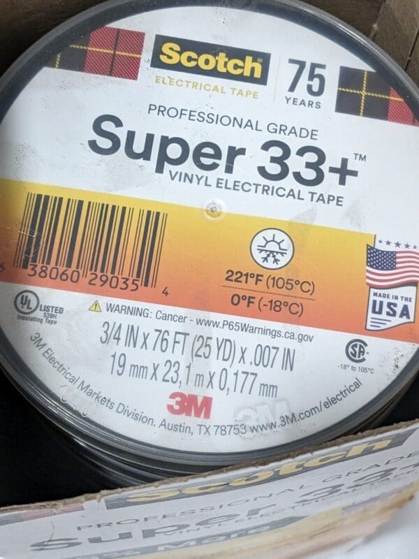 3M 3/4″ x 76' x 7 mil Black Vinyl Electrical Tape Qty 9 BD-21485-10