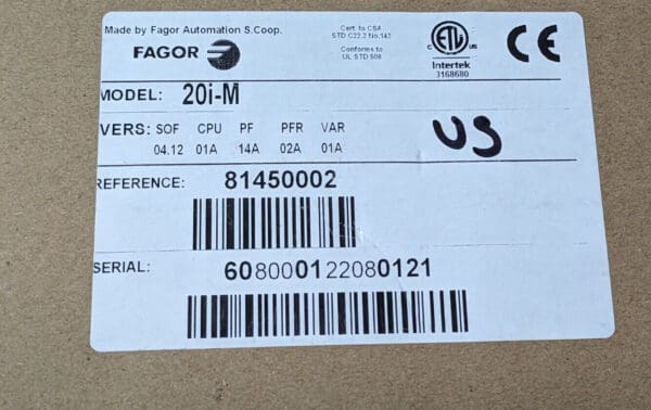 Fagor 2-Axis Digital Readout Counter 20i-M 81450002