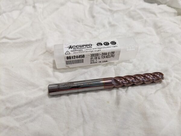 ACCUPRO Corner Radius End Mill: 3/8" Dia 4fl solid carbide 12183287