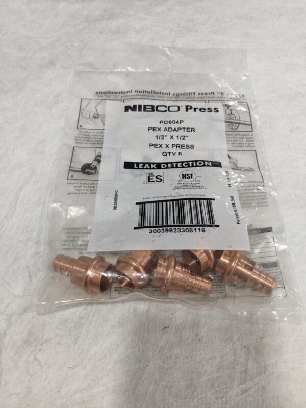 Nibco 3/4" PEX x 3/4" Press Copper Fittings Qty 5 PC604P