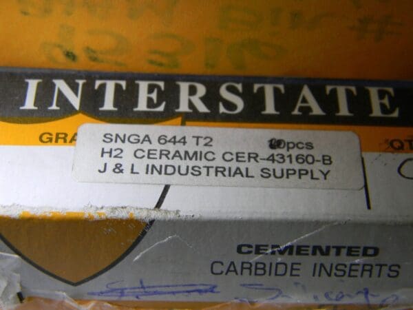 Interstate Cemented Carbide Inserts SNGA 644 T2 H2 CER-43160-B Qty. 9