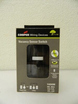 Cooper Wiring Infrared Vacancy Sensor Wall Switch 1,000 Sq. Ft. Cover VS310U-BK