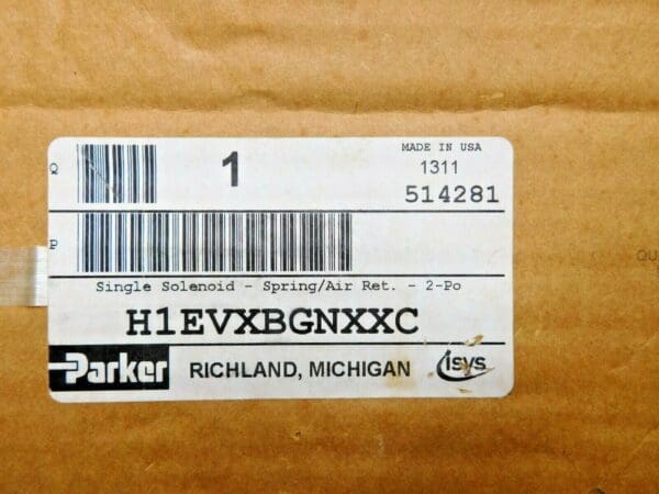 Parker Single Solenoid Spring/Air Ret 5 Ports Size 1-43mm H1EVXBGNXXC