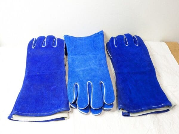 3 PAIRS of Blue Welding Gloves Side Split Cowhide 14" Length Size LARGE 1250B