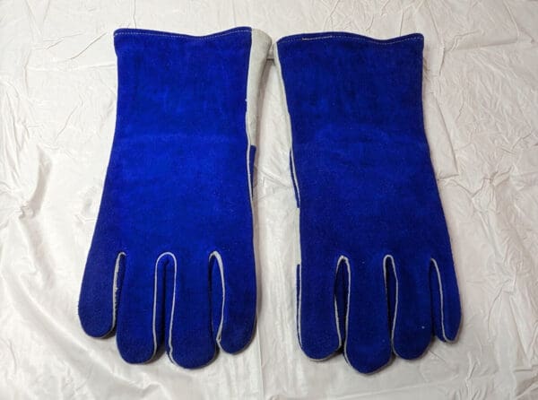 3 PAIRS of Blue Welding Gloves Side Split Cowhide 14" Length Size LARGE 1250B