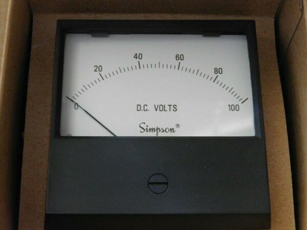 Simpson Electric Analog Panel Meter Style 0-100 DCV 3.5 Century 2123A 17532