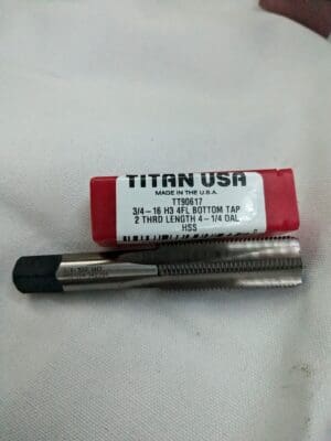 TITAN USA Straight Flute Tap: 3/4-16 UNF, 4 Fl 8pk HSS TT90617