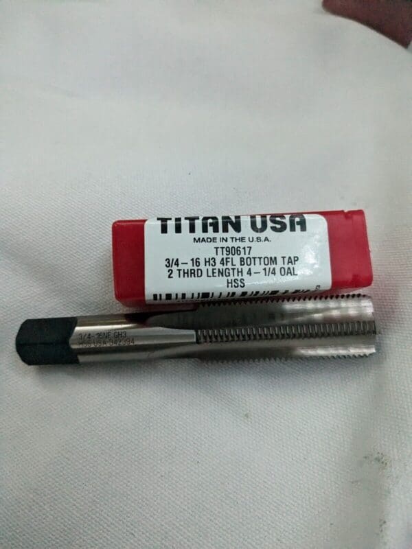 TITAN USA Straight Flute Tap: 3/4-16 UNF, 4 Fl 8pk HSS TT90617