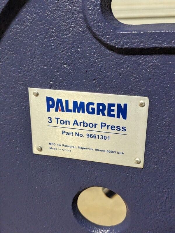 Palmgren Single Leverage Arbor Press 3 Ton Max Pressure 9661301