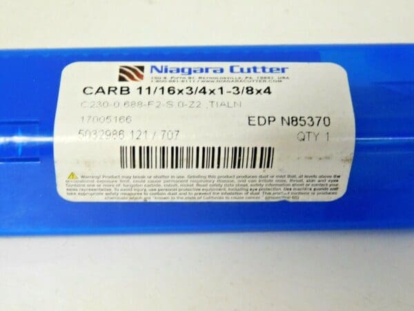 Niagara Carbide Square End Mill TiAlN RH 11/16"x3/4"x1-3/8"x4" 2FL 30° N85370