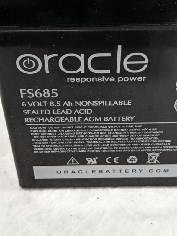 Oracle 6V 8.5Ah F1 Replacement Battery FS685