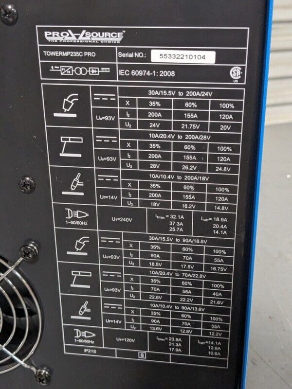 Pro Source Multi-Process MIG Welder 200A (240V) / 90A (120V) DC Single Phase