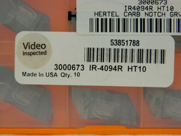 Hertel Carbide Grooving Inserts IR4094R Grade-HT10 Qty 10 3000673