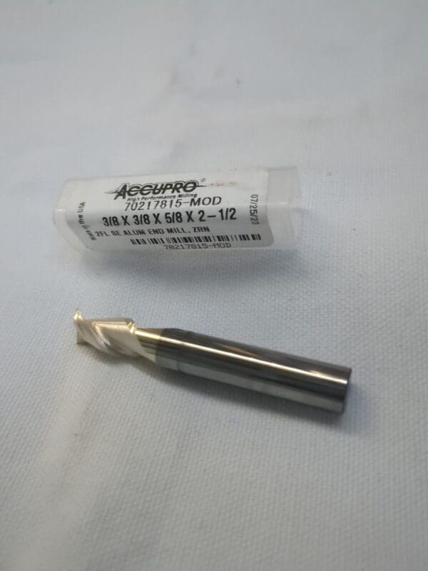 ACCUPRO Square End Mill: 3/8" Dia, 5/8" LOC, 2 Flute, Solid Carbide250-37510