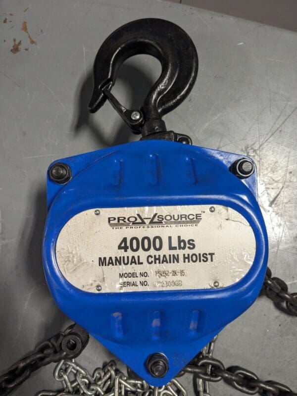 Pro Source Manual Hand Operated Chain Hoist 4000 lb. Capacity 15 ft. Lift