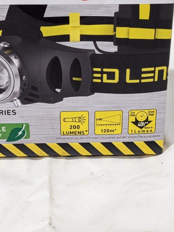 LED LENSER Headlamp Flashlight Light Head Lamp 5 - 200 Lumen Black Yellow iH6R