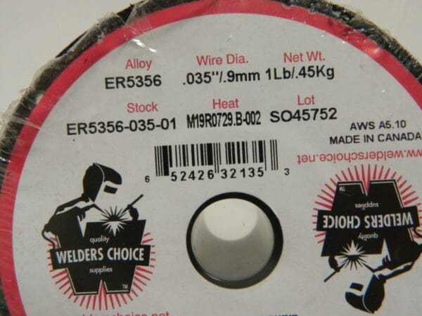 Welders Choice Alum MIG Welding Wire ER5356 0.035" Diam 1 Lb Qty 5 ER5356-035-01