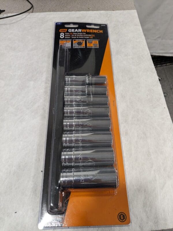 GEARWRENCH Deep Socket Set: 8 Pc 1/2 to 15/16″ Socket 80705