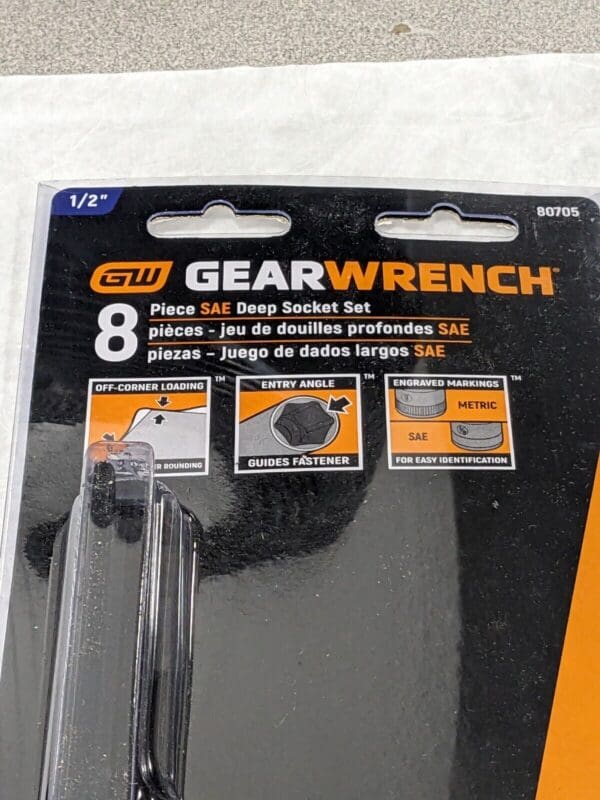 GEARWRENCH Deep Socket Set: 8 Pc 1/2 to 15/16″ Socket 80705