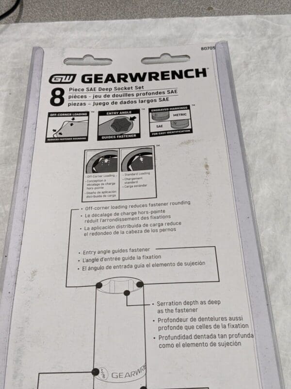 GEARWRENCH Deep Socket Set: 8 Pc 1/2 to 15/16″ Socket 80705